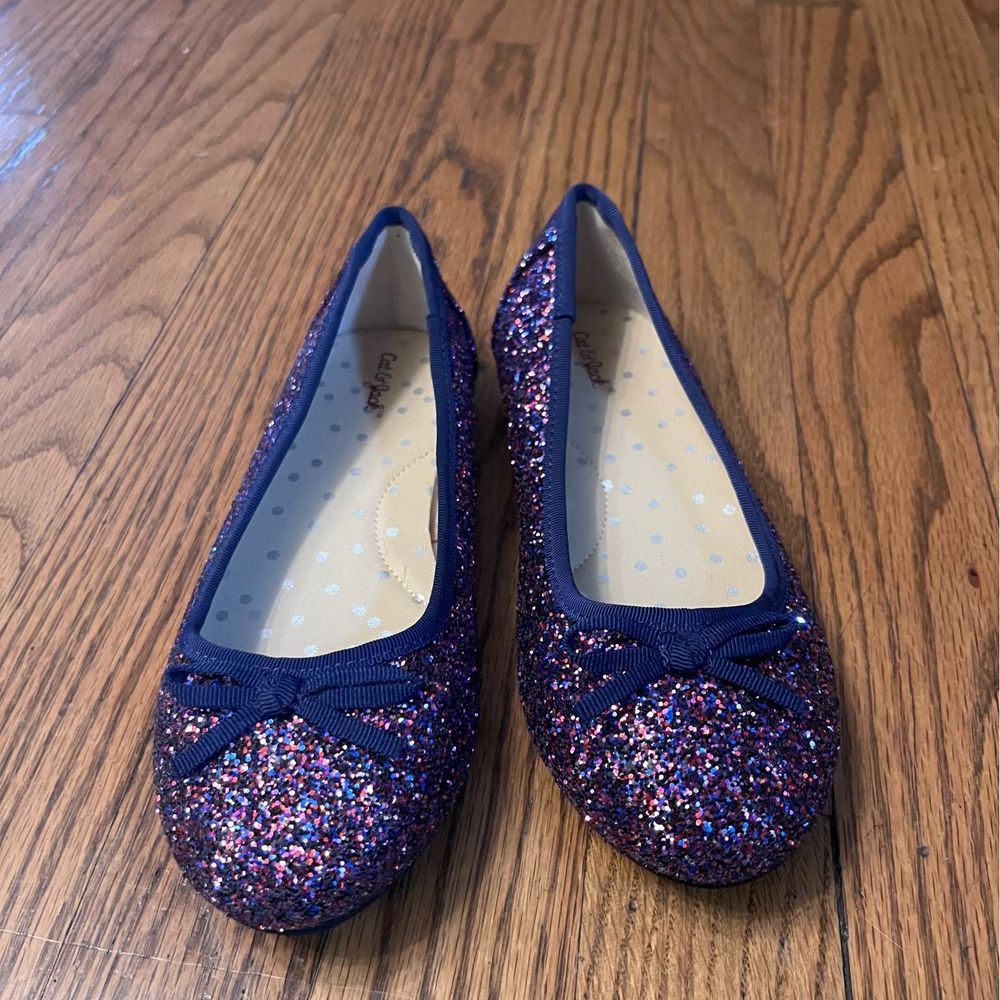 Cat & Jack girls Sparkly purple flats sz 1
